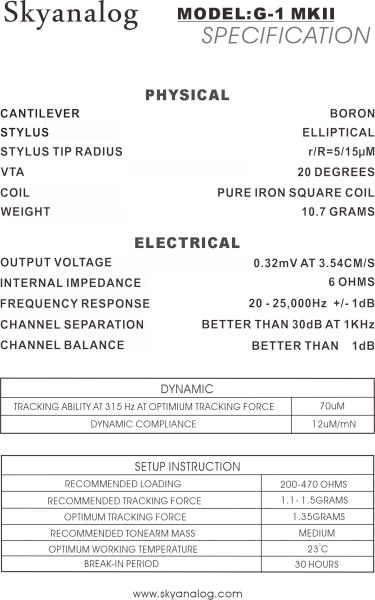 Skyanalog G1 MK II Moving-Coil System