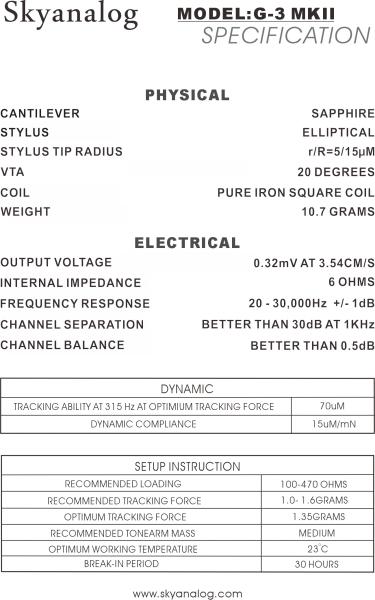 Skyanalog G3 MK II Moving-Coil System