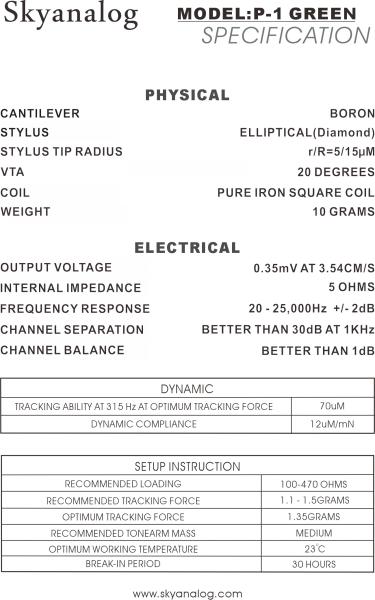 Skyanalog P1 G Moving-Coil System