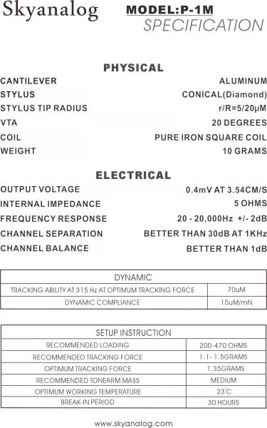 Skyanalog P1 M Moving-Coil System